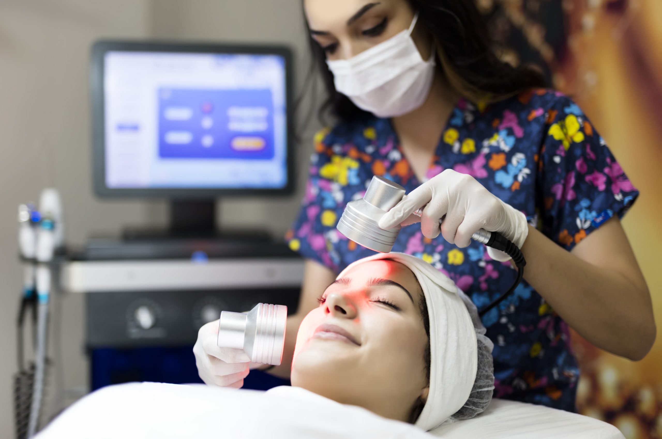 Educational illustration showing how infrared light skin therapy works